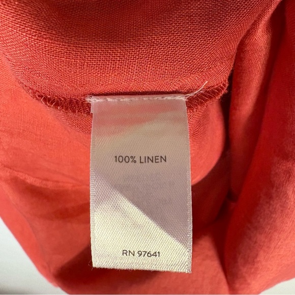 J. Jill Coral Red Love Linen Popover Tunic Blouse - Picture 5 of 7